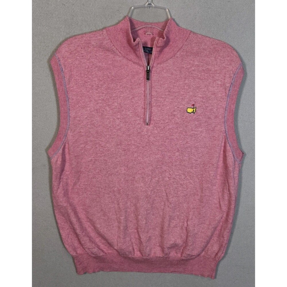 Clubhouse Collection  1/4 Zip Sweater Vest Men  2XL Pink Cashmere Blend Italy